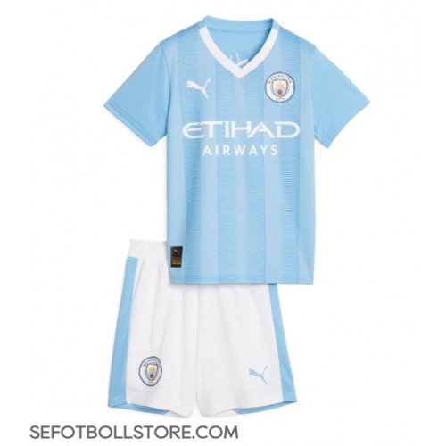 Manchester City Replika babykläder Hemmaställ Barn 2023-24 Kortärmad (+ korta byxor)
